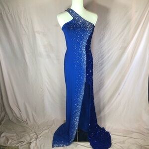 Prom Royal Blue Evening Gown Pageant with Crystal Accents Size Small Medium